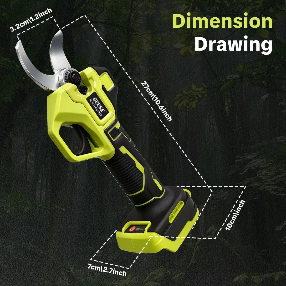 SEESE Electric Pruning Shears for Gardening: 1.25" Cutting Cordless Power Pruner, Brushless Motor, Dual21V Battery for Tree & Flowertrimming Fathersdaygift
