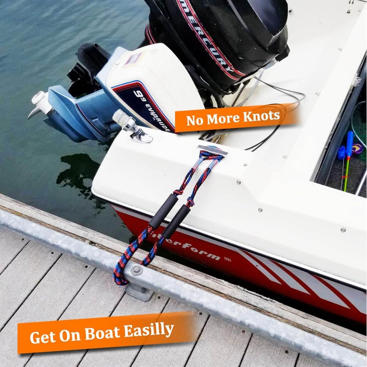 Bungee Dock Lines for Boats, Quick Connect No Knots, Shock Absorbing Mooring Lines, Boating Gifts for Men, Boat Accessories for Pontoon, Bass Boat, Jet Ski