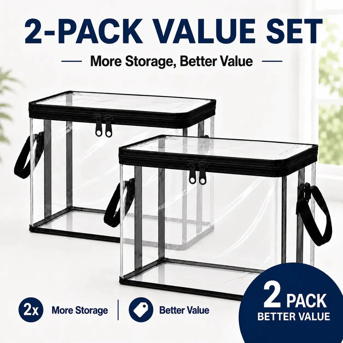 Large Clear Thick Plastic Storage Box with Hinged Lid, Heavy-Duty Durable High-Capacity Organizer for Home, Moving, Attic