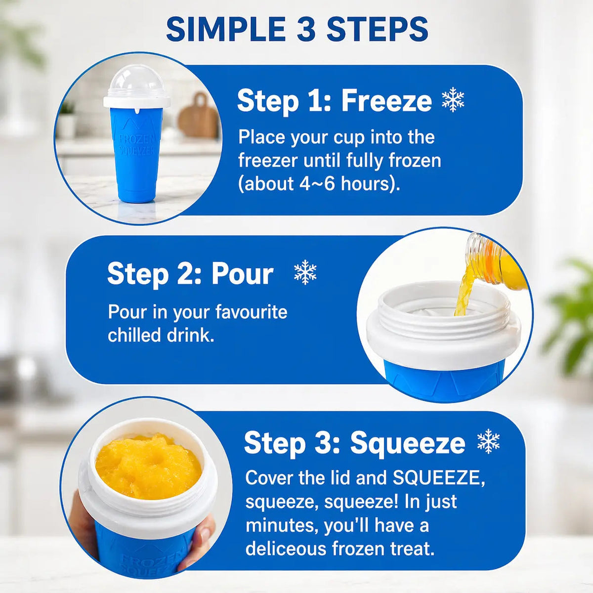 Food Grade Silicone Slushy Maker Cup - Lightweight and Reusable Double Layer Cooling Cup with 2 in 1 Straw and Spoon Cover - Thick Kitchen Bottles Drinkware Fruit Water Bottles