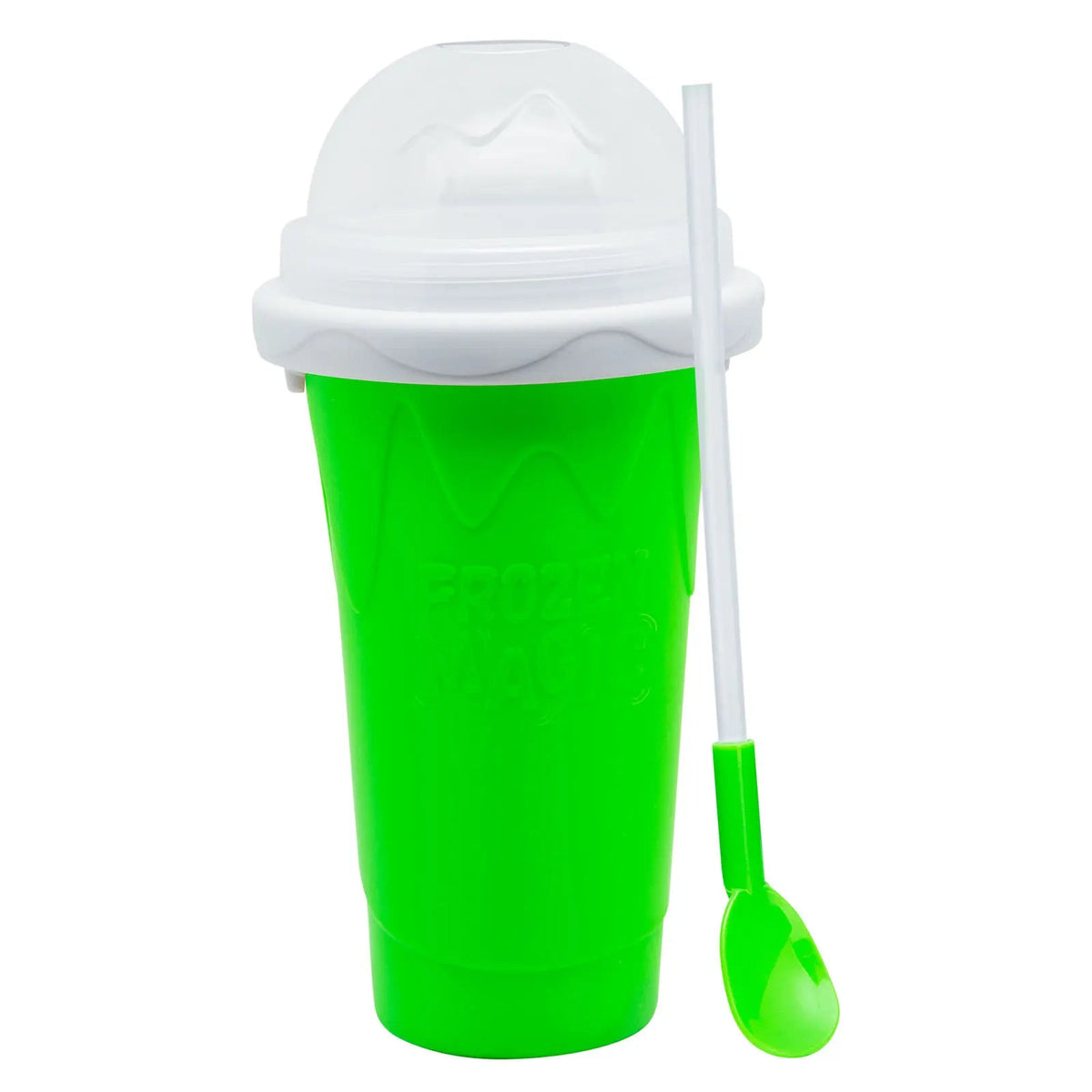Food Grade Silicone Slushy Maker Cup - Lightweight and Reusable Double Layer Cooling Cup with 2 in 1 Straw and Spoon Cover - Thick Kitchen Bottles Drinkware Fruit Water Bottles