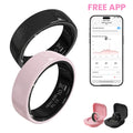 #6-#11 Pink & Black Ceramic Smart Couple Rings for Women & Men, Fitness & Sleep Tracker, Heart Rate & Stress Monitor, Cycle Tracking, IP68 Waterproof, 3–5 Day Battery, Ios & Android Compatible, with Charging Case