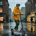 Purple Electric Scooter for Adults, Top Speed 19 Mph, 350-Watt Motor, 14-18 Mile Range, Supports Smart App Control, Easy to Carry, Folds up for Storage in a Trunk, Can Carry up to 265 Lbs, Fuel-Efficient Choice.